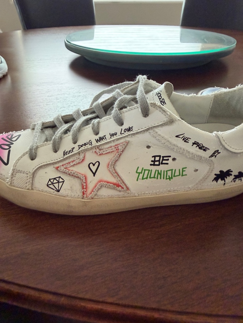 Golden Goose White Low-Top Sneakers with Multicolor Graffiti Accents - Picture 9 of 15